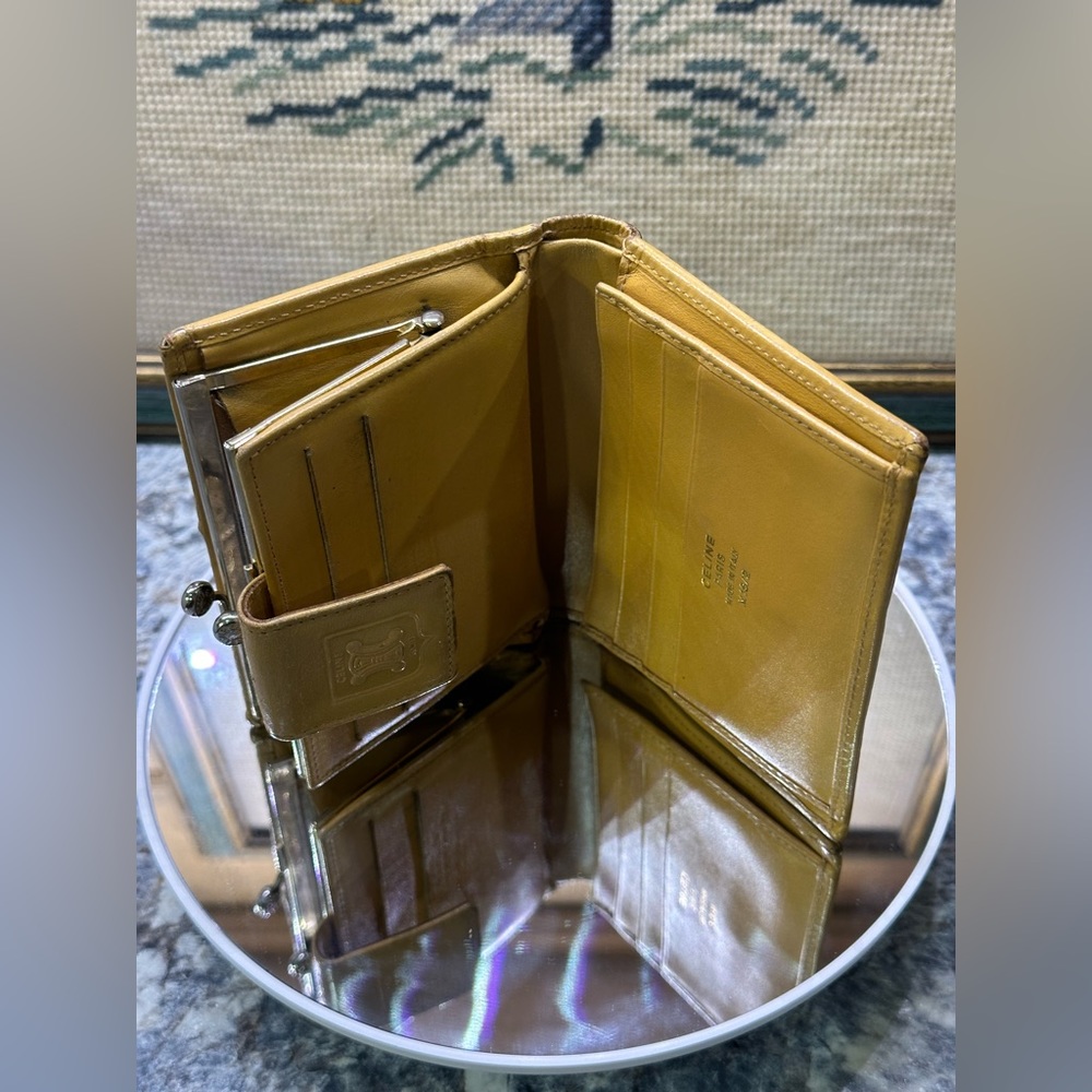 CELINE MACADAM Kiss-lock Wallet Mustard Color - Picture 7 of 10